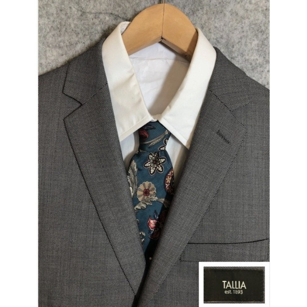 Tallia Blazer Men 40R Black Microdot Wool Blend Sport Coat Jacket Classic Career